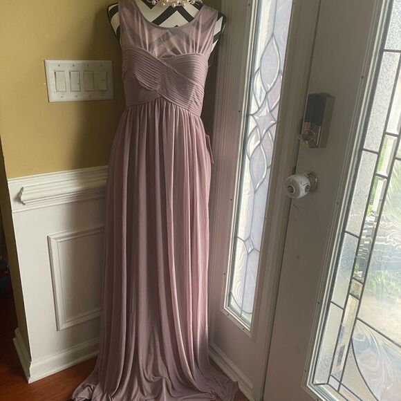NWT BIRDY GREY Mauve Ryan Sleeveless Empire Waist Pleated sheer Gown M 4… - Picture 5 of 13